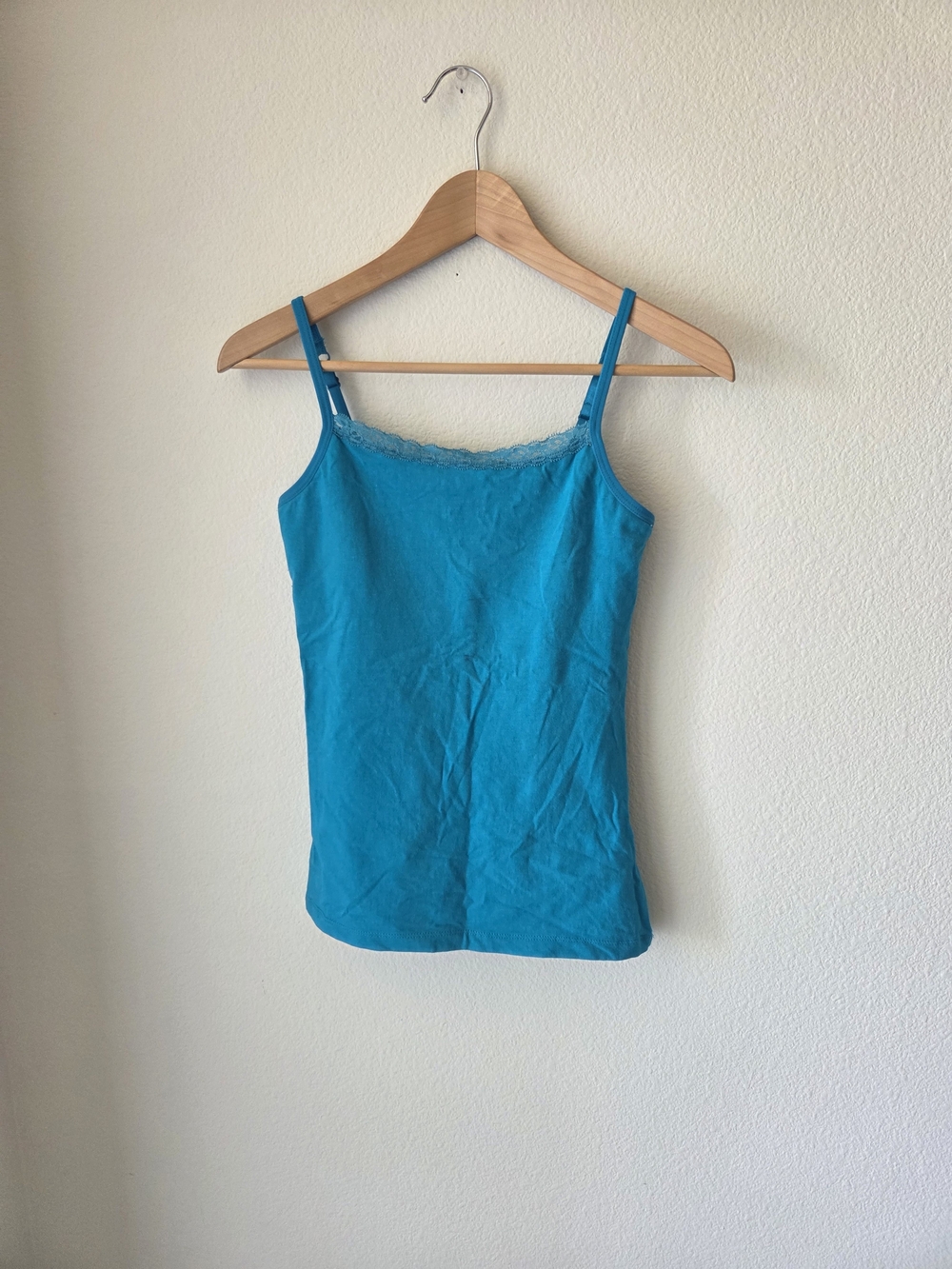 Covington Turquoise Lace-Trim Camisole Built in Shelf Bra Sz S Vintage Y2K